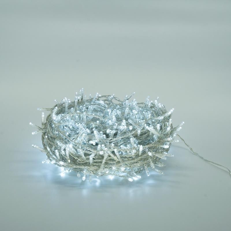 Catena con 480 Luci Led Bianco Freddo con Cavo Trasparente 24 metri, Uso Esterno