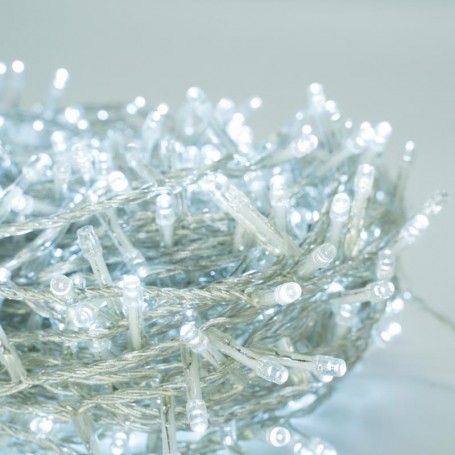 Catena con 480 Luci Led Bianco Freddo con Cavo Trasparente 24 metri, Uso Esterno