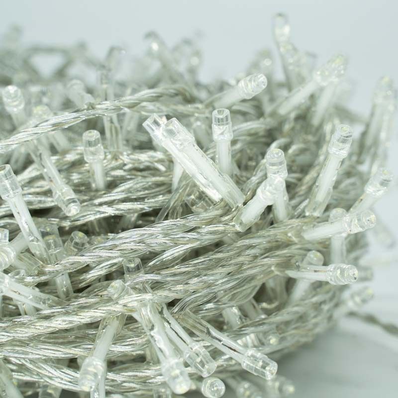 Catena con 480 Luci Led Bianco Freddo con Cavo Trasparente 24 metri, Uso Esterno