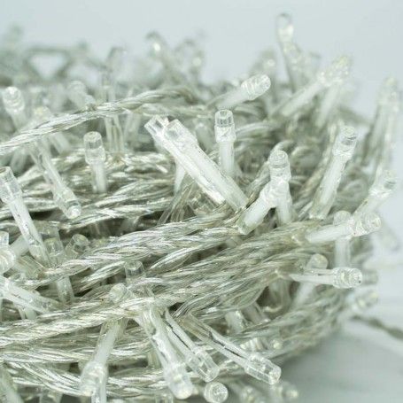 Catena con 480 Luci Led Bianco Freddo con Cavo Trasparente 24 metri, Uso Esterno