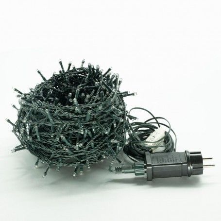 Catena con 480 Luci Led Bianco Freddo con Cavo Verde 24 metri, Uso Esterno