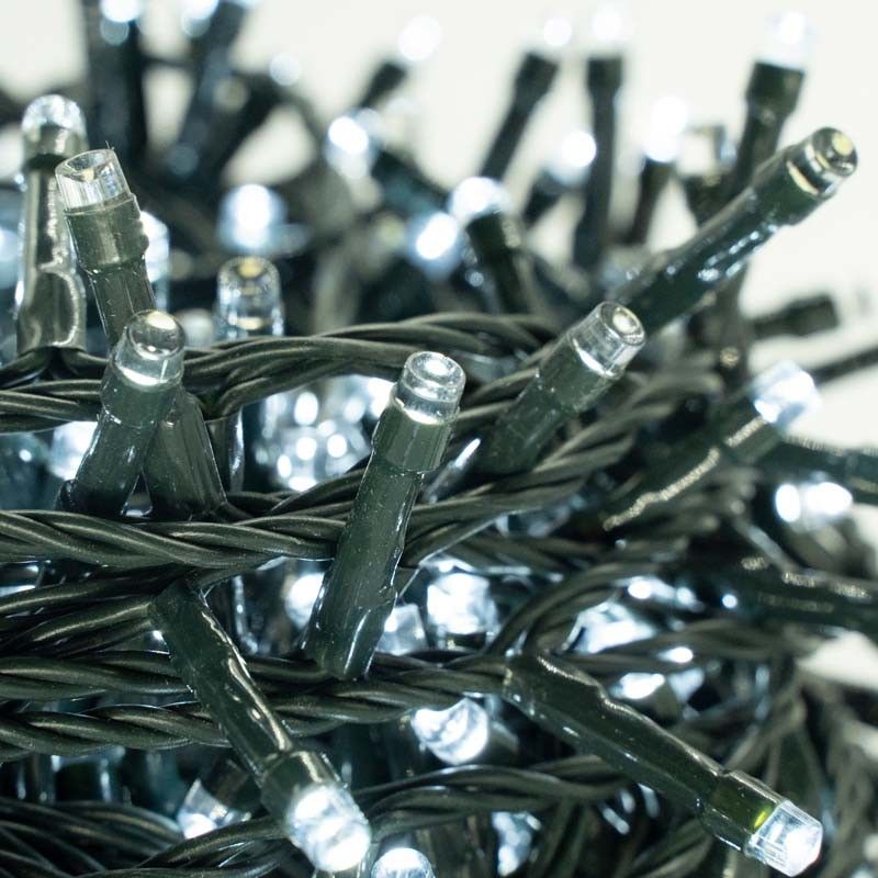 Catena con 480 Luci Led Bianco Freddo con Cavo Verde 24 metri, Uso Esterno