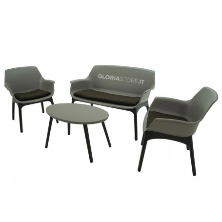 Set Divano da Giardino Luxor in Resina Marrone - Bica