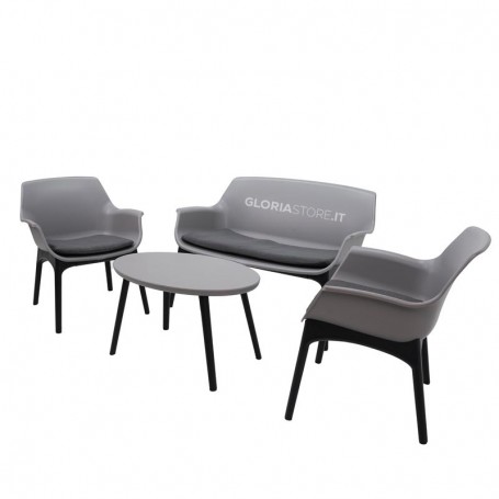 Set Divano da Giardino Luxor in Resina Grigio - Bica