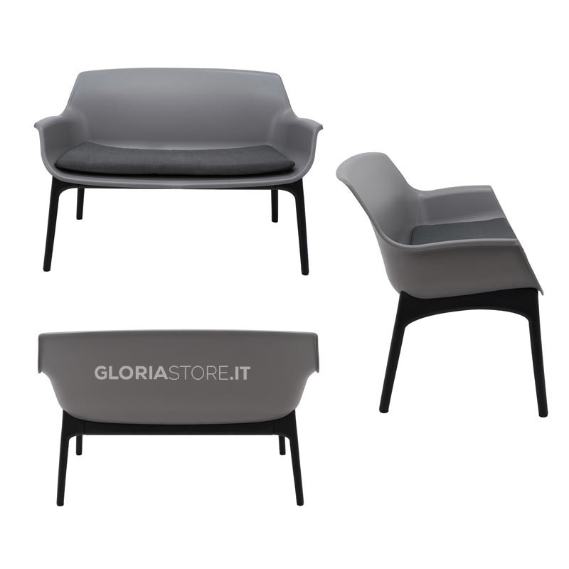 Set Divano da Giardino Luxor in Resina Grigio - Bica