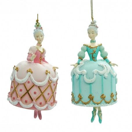 Dama da Ballo Natalizia in Resina H.13 cm 2 Colori