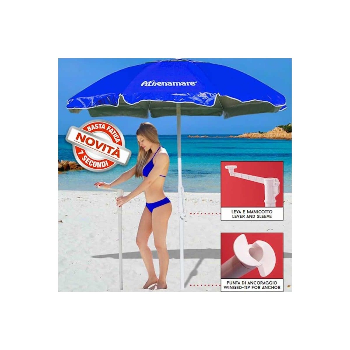 Ombrellone Con Manovella In Alluminio – Diametro 300/350 Cm, Beige/grigio, Antivento, Protezione UV, Con/senza LED