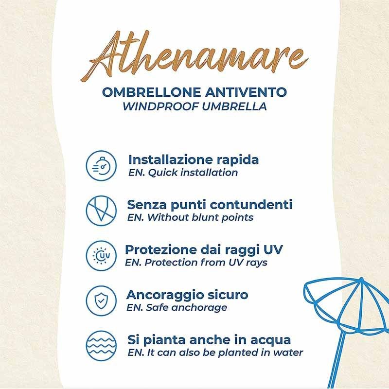 Ombrellone da Spiaggia Antivento in Alluminio 200 cm