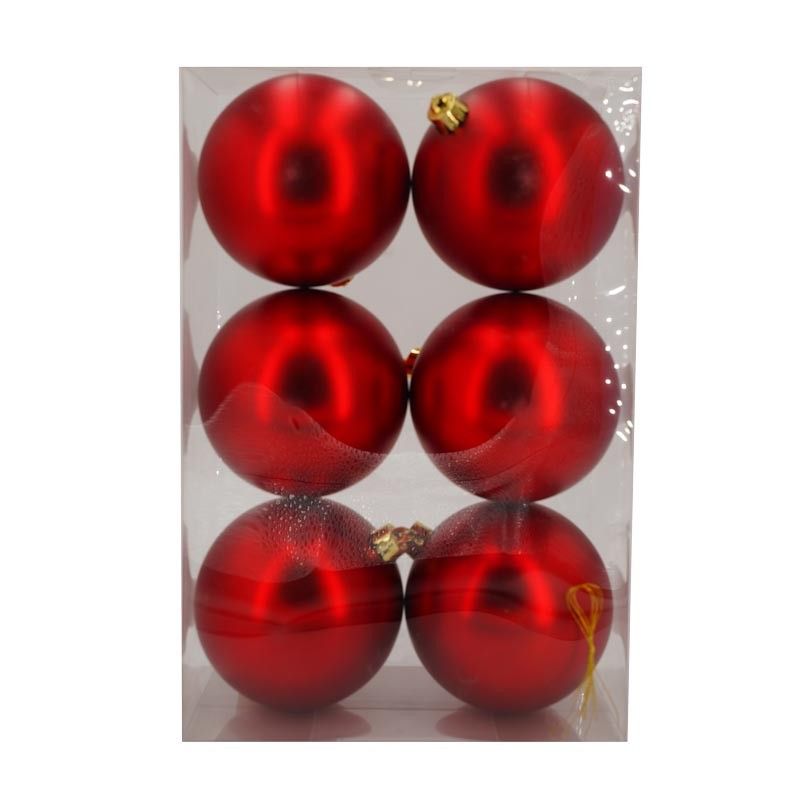 Palle di Natale in Plastica Opache D.10 cm Confezione da 6 Pz