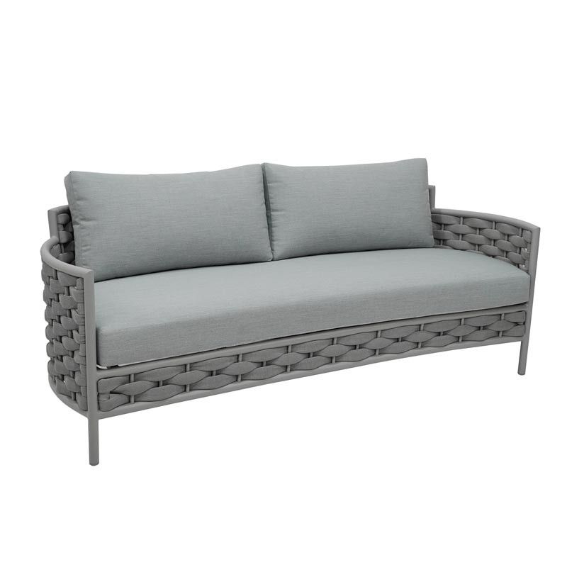 Set Divano da Giardino in Alluminio e Corda Grigio - Pegaso