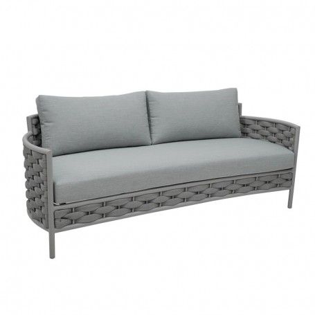 Set Divano da Giardino in Alluminio e Corda Grigio - Pegaso