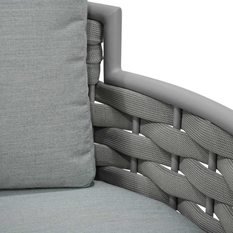 Set Divano da Giardino in Alluminio e Corda Grigio - Pegaso