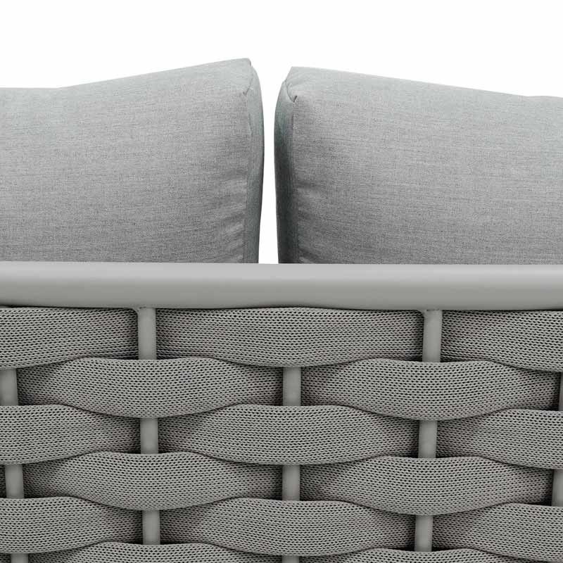 Set Divano da Giardino in Alluminio e Corda Grigio - Pegaso