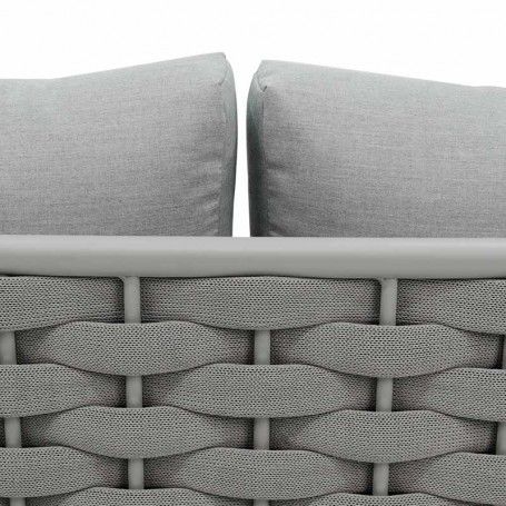 Set Divano da Giardino in Alluminio e Corda Grigio - Pegaso