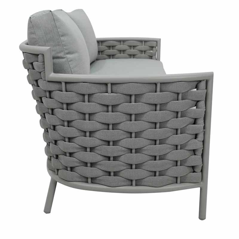 Set Divano da Giardino in Alluminio e Corda Grigio - Pegaso