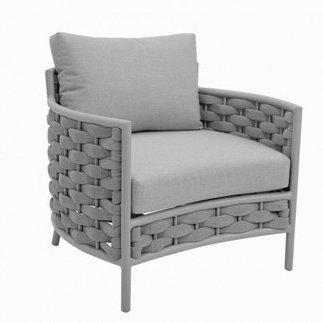 Set Divano da Giardino in Alluminio e Corda Grigio - Pegaso