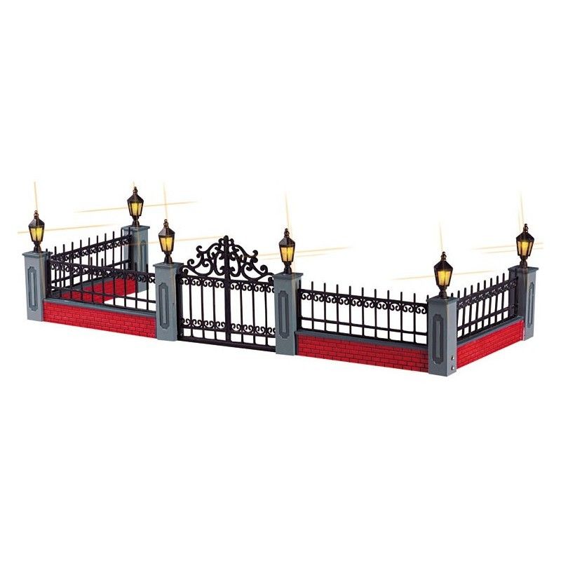 Lighted Wrought Iron Fence Set Of 5 - Lemax 54303