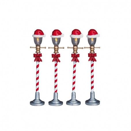 Santa Hat Street Lamp, Set Of 4 - Lemax 64472