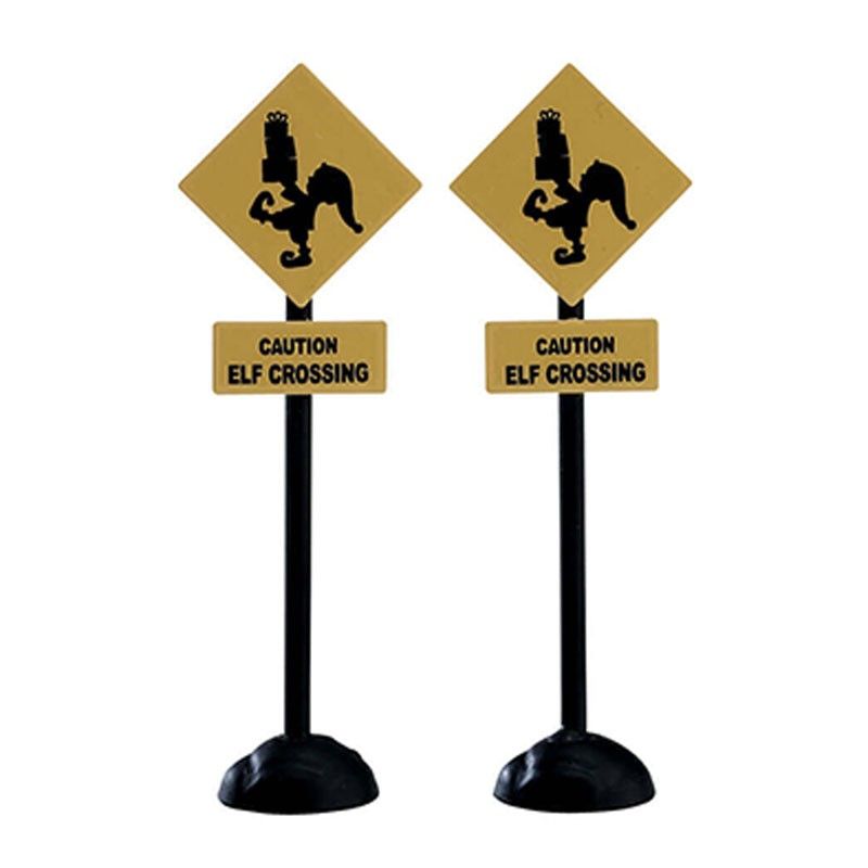 Elf Crossing Sign, Set of 2 - Lemax 74238