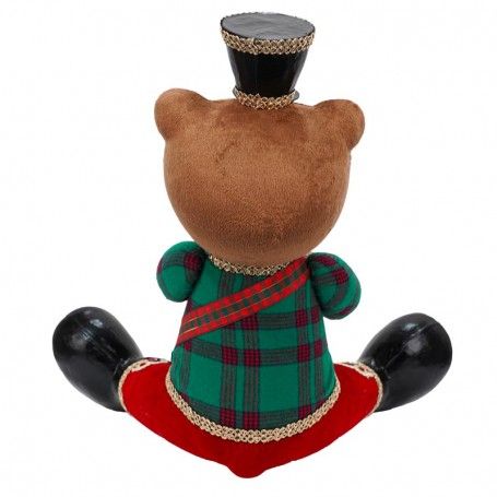 Orsetto Natalizio con Tamburo Rosso e Verde H.43 cm