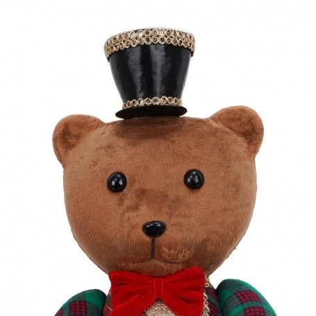 Orsetto Natalizio con Tamburo Rosso e Verde H.43 cm