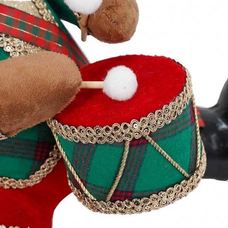 Orsetto Natalizio con Tamburo Rosso e Verde H.43 cm