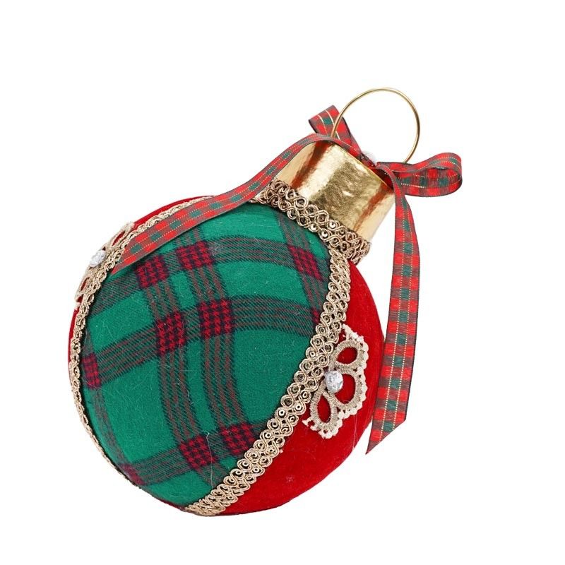 Palla Natalizia in Velluto e Tartan D.25 cm