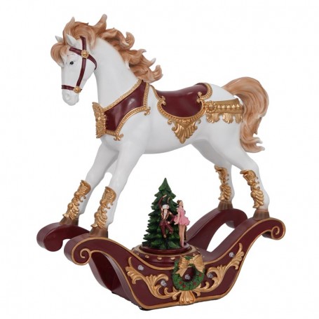 Carillon Natalizio con Cavallo a Dondolo H.33 cm