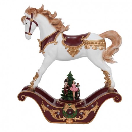 Carillon Natalizio con Cavallo a Dondolo H.33 cm