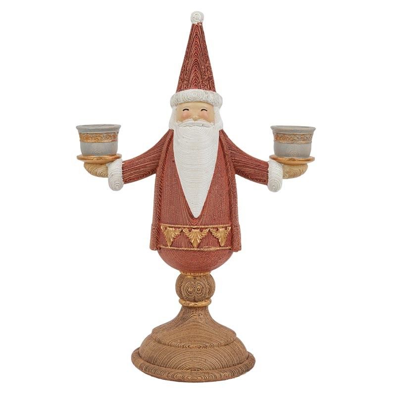 Candelabro Babbo Natale in Resina H.31,5 cm