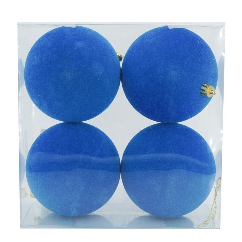 Palle di Natale in Plastica e Velluto D.10 cm Conf. da 4 Pezzi