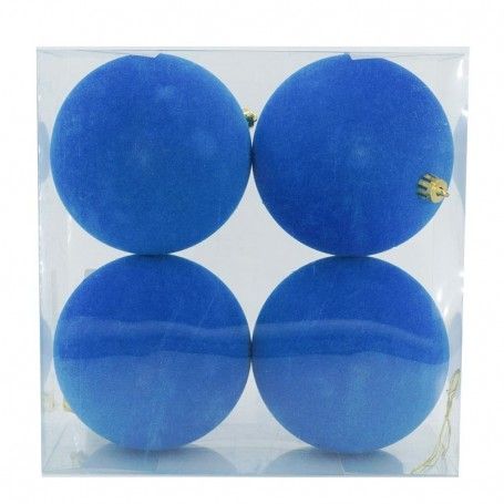 Palle di Natale in Plastica e Velluto D.10 cm Conf. da 4 Pezzi