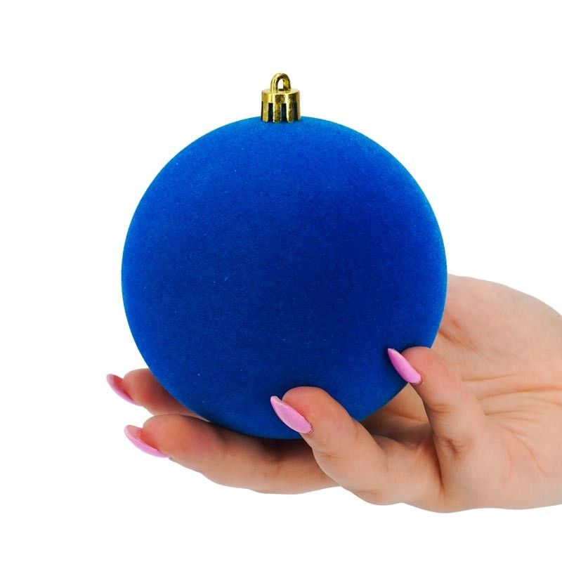 Palle di Natale in Plastica e Velluto D.10 cm Conf. da 4 Pezzi