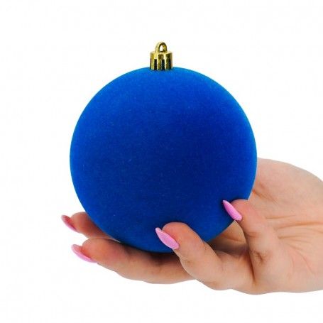 Palle di Natale in Plastica e Velluto D.10 cm Conf. da 4 Pezzi