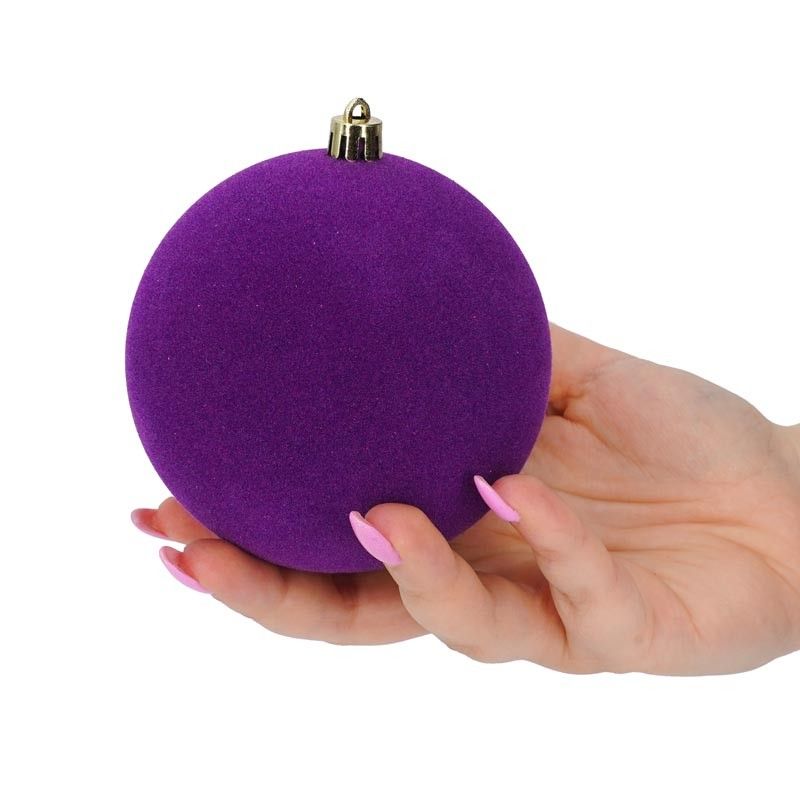 Palle di Natale in Plastica e Velluto D.10 cm Conf. da 4 Pezzi