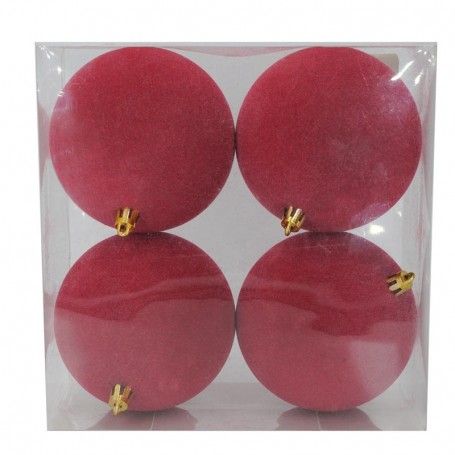 Palle di Natale in Plastica e Velluto D.10 cm Conf. da 4 Pezzi