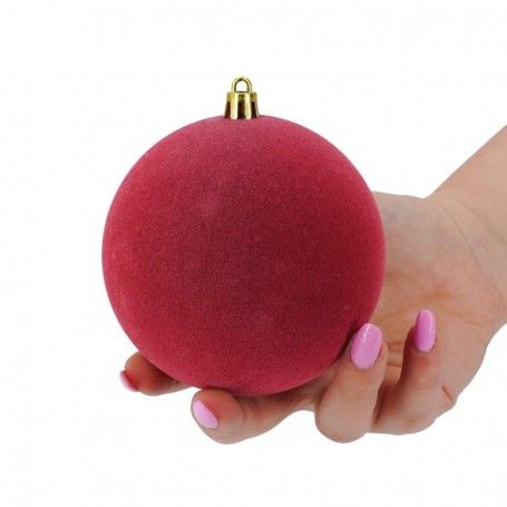 Palle di Natale in Plastica e Velluto D.10 cm Conf. da 4 Pezzi
