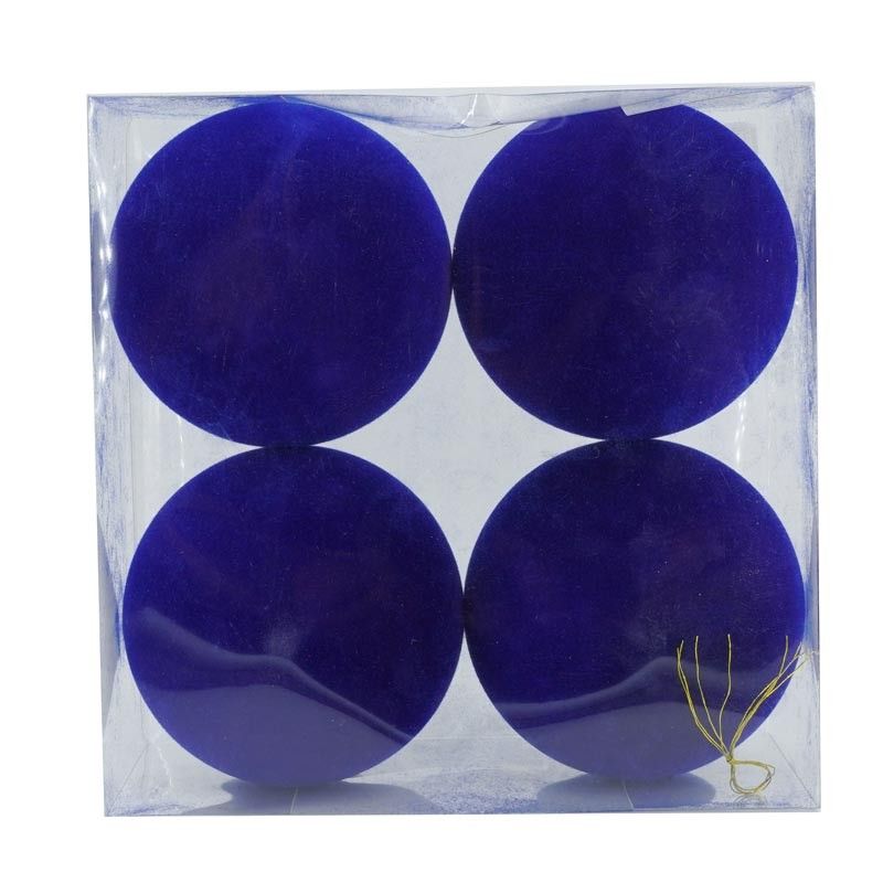 Palle di Natale in Plastica e Velluto D.10 cm Conf. da 4 Pezzi
