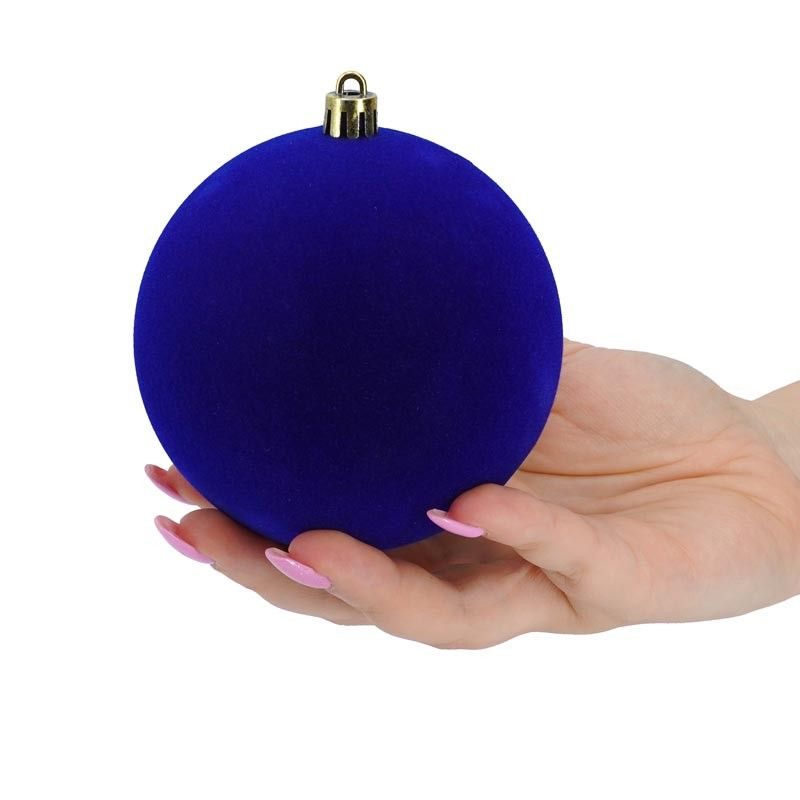 Palle di Natale in Plastica e Velluto D.10 cm Conf. da 4 Pezzi