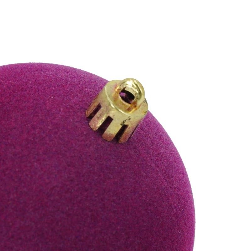 Palle di Natale in Plastica e Velluto D.8 cm Conf. da 6 Pezzi