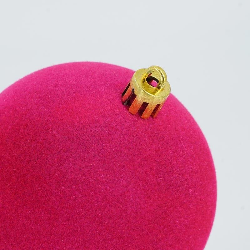 Palle di Natale in Plastica e Velluto D.8 cm Conf. da 6 Pezzi