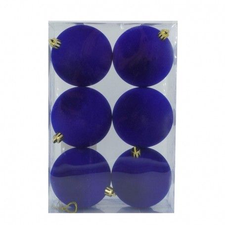 Palle di Natale in Plastica e Velluto D.8 cm Conf. da 6 Pezzi