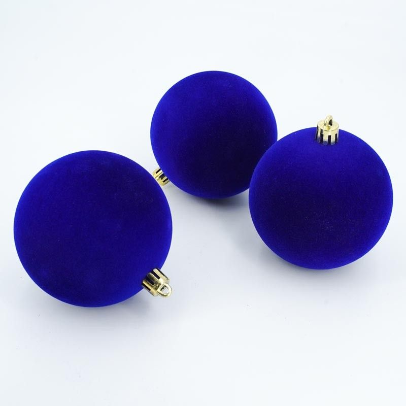 Palle di Natale in Plastica e Velluto D.8 cm Conf. da 6 Pezzi