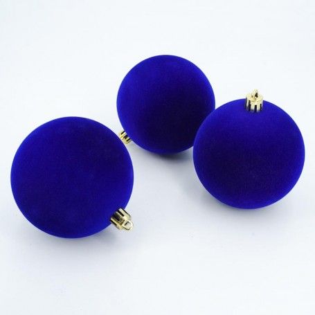 Palle di Natale in Plastica e Velluto D.8 cm Conf. da 6 Pezzi