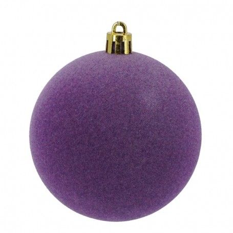 Palle di Natale in Plastica e Velluto D.8 cm Conf. da 6 Pezzi