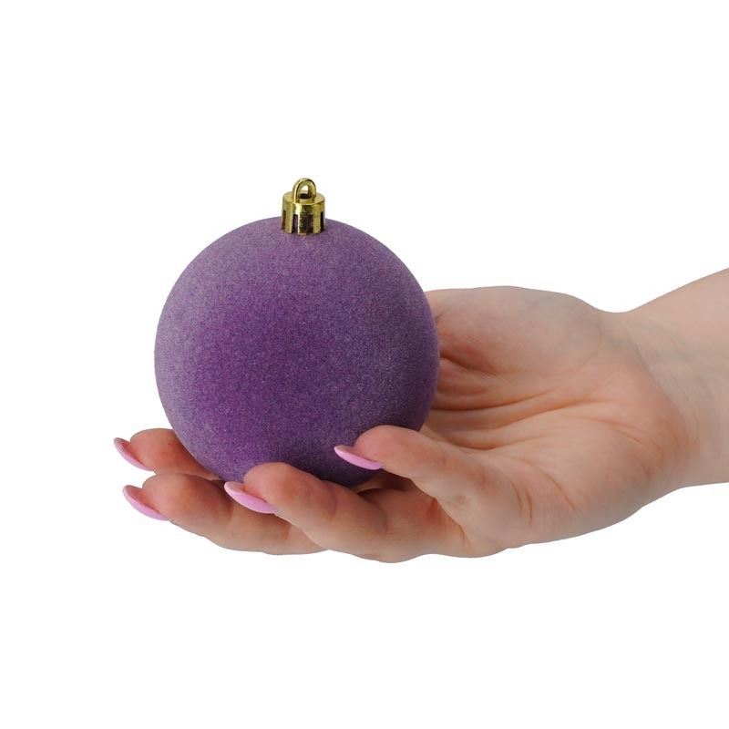 Palle di Natale in Plastica e Velluto D.8 cm Conf. da 6 Pezzi