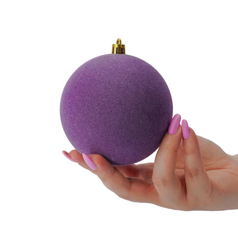 Palle di Natale in Plastica e Velluto D.8 cm Conf. da 6 Pezzi