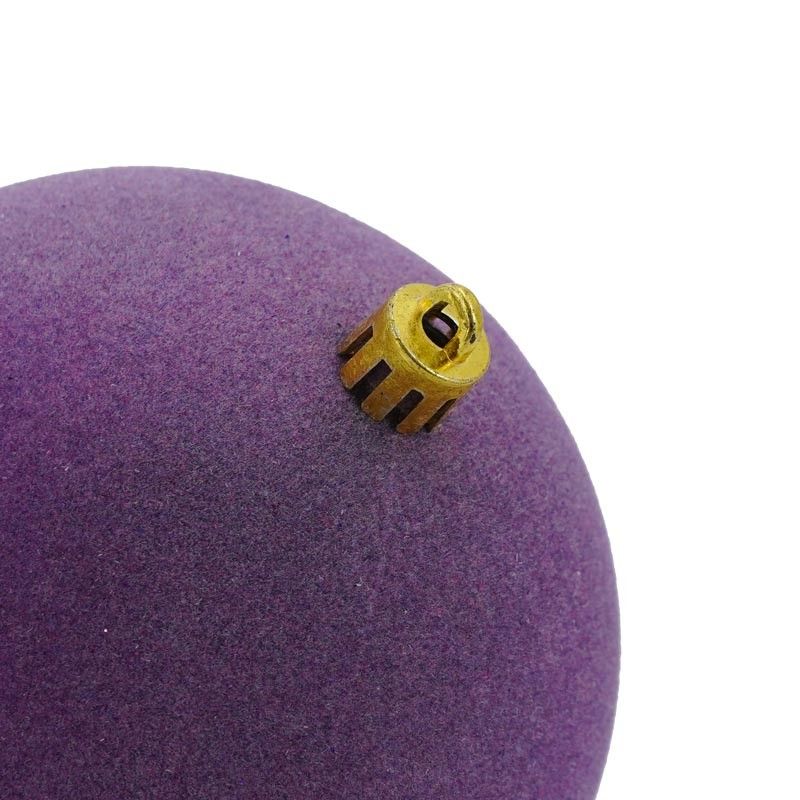 Palle di Natale in Plastica e Velluto D.8 cm Conf. da 6 Pezzi