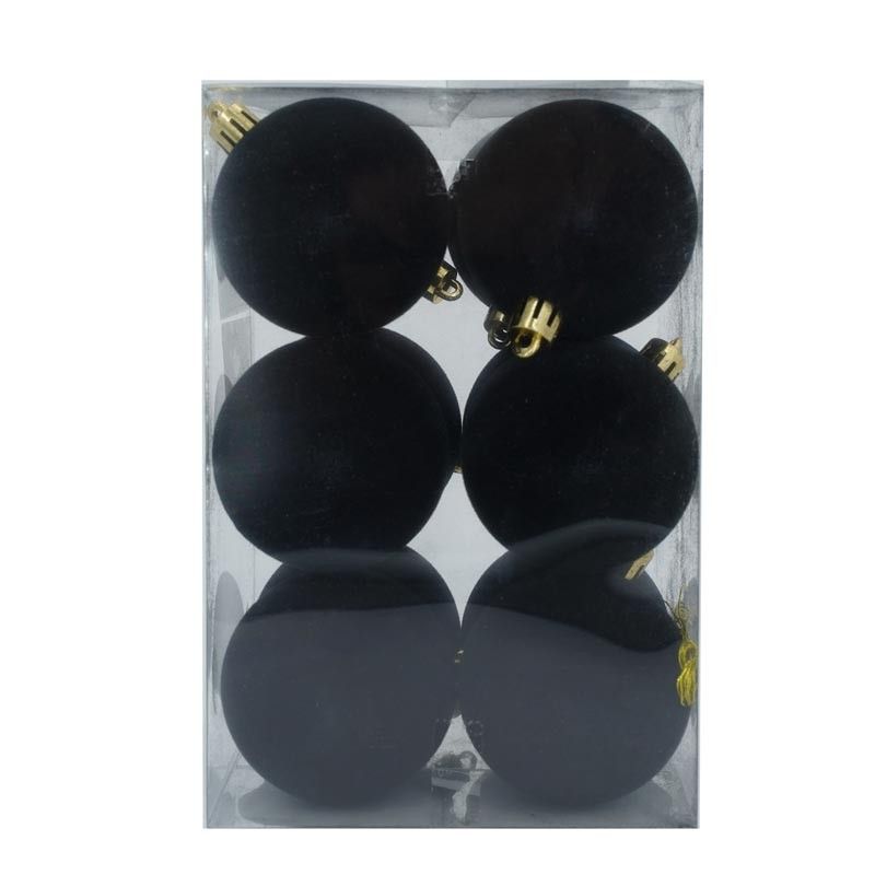 Palle di Natale in Plastica e Velluto D.6 cm Conf. da 12 Pz