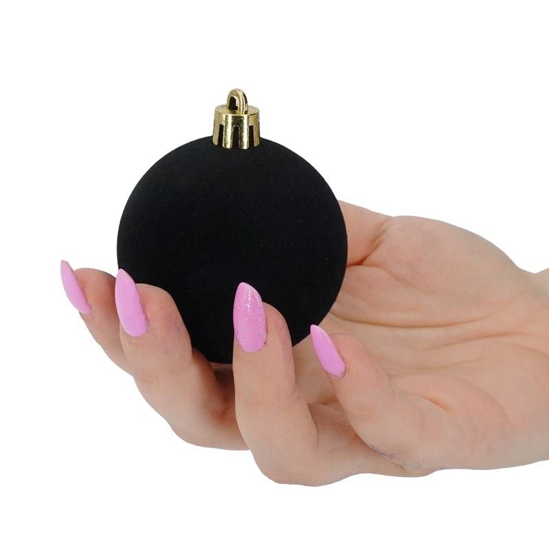 Palle di Natale in Plastica e Velluto D.6 cm Conf. da 12 Pz